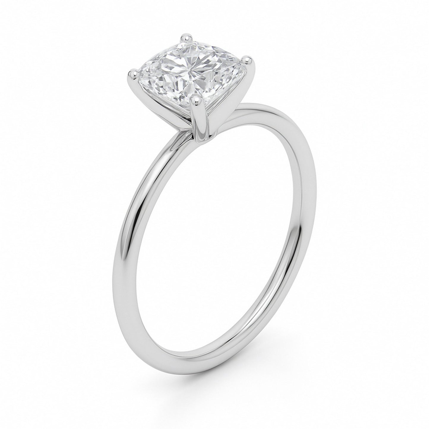 1 1/2 Carat Cushion Lab Grown IGI G/VS1 Diamond Solitaire Ring in 10K White Gold