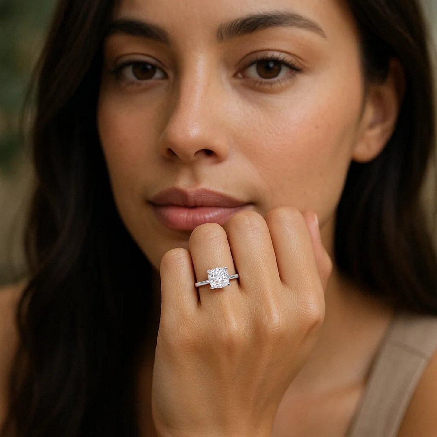 1 1/2 Carat Cushion Lab Grown IGI G/VS1 Diamond Solitaire Ring in 10K White Gold