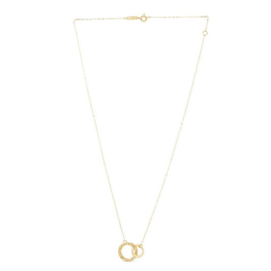 14k Yellow Gold High Polish Linked Double Circle Cutout Necklace