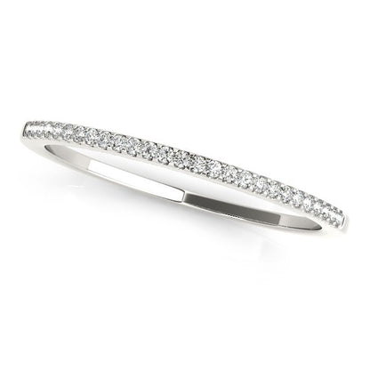 14k White Gold Slim Round Pave Set Wedding Band (1/10 cttw)