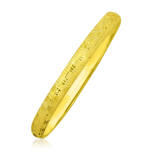 10k Yellow Gold Greek  Textured Bangle
