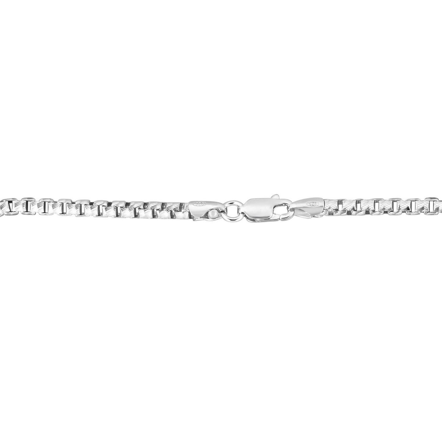 Sterling Silver Rhodium Plated Rockstar Cut Round Box Chain (1.90 mm)