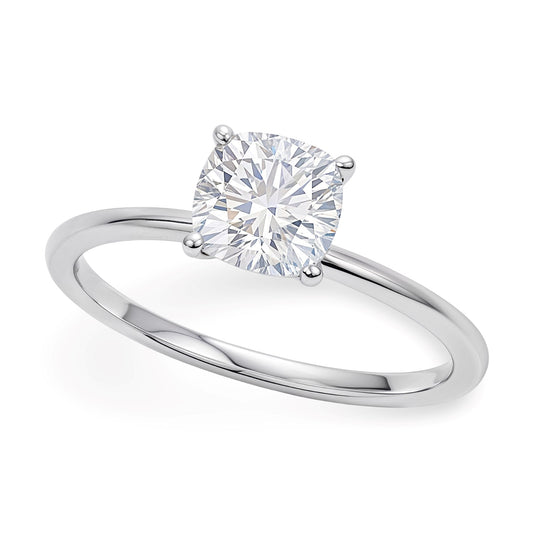 1 Carat Cushion Lab Grown IGI G/VS1 Diamond Solitaire Ring in 14K White Gold