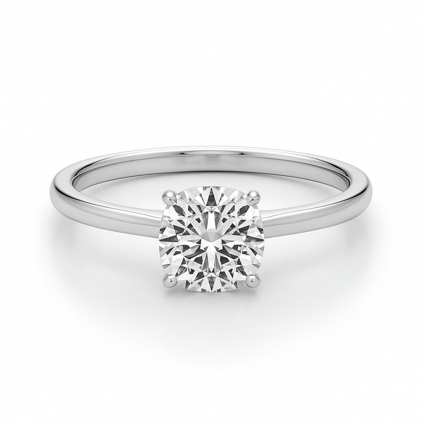 1 Carat Cushion Lab Grown IGI G/VS1 Diamond Solitaire Ring in 14K White Gold