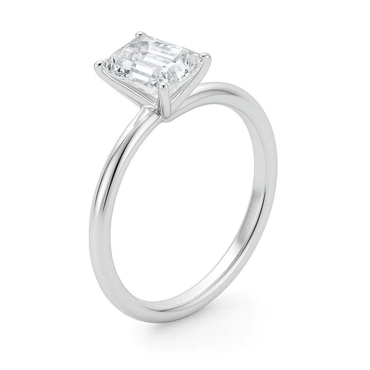 3 Carat Emerald Lab Grown IGI G/VS1 Diamond Solitaire Ring in 10K White Gold