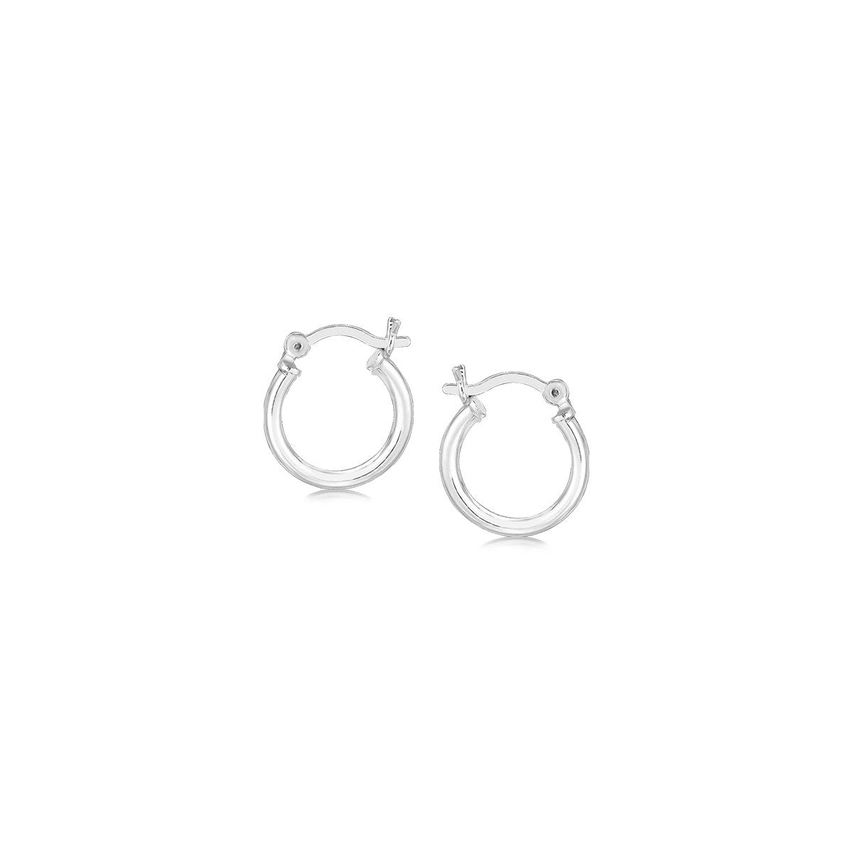 Sterling Silver Rhodium Plated Thin & Small Polished Hoop Earrings (2x10mm)
