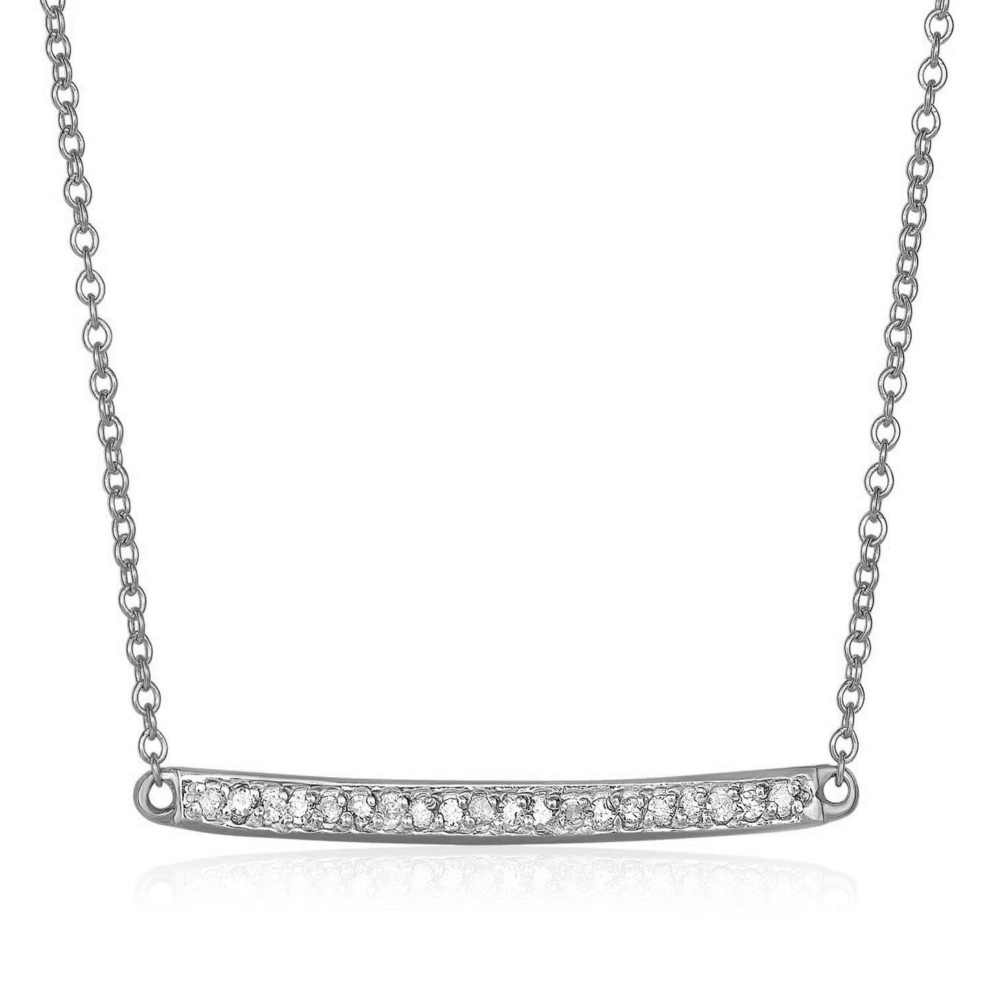 14k White Gold Necklace with Gold & Diamond Bar (1/10 cttw)