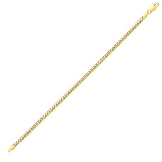 Two-Toned Fine Wheat Chain Bracelet in 10k Yellow & White Gold