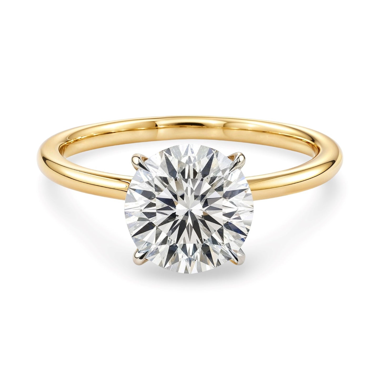 2 Carat Round Lab Grown IGI G/VS1 Diamond Solitaire Ring in 14K Yellow Gold