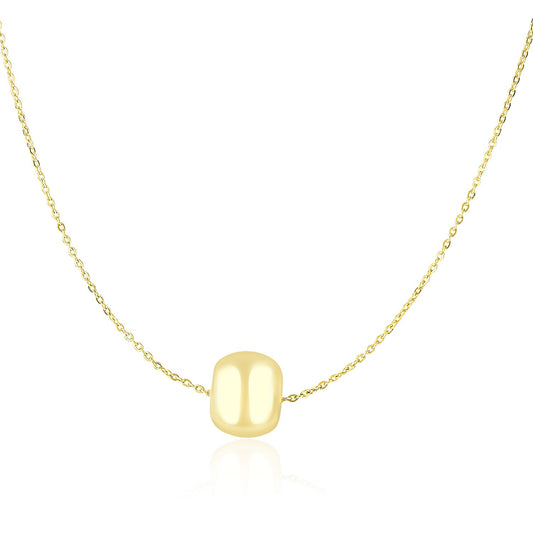 14k Yellow Gold Necklace with Barrel Bead Charm