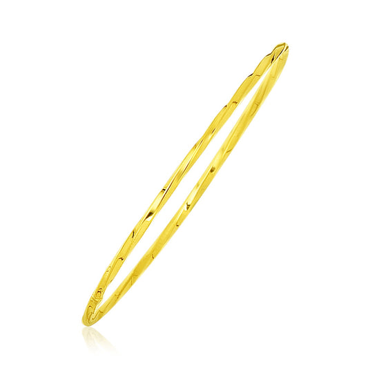 14k Yellow Gold Thin Twisted Bangle