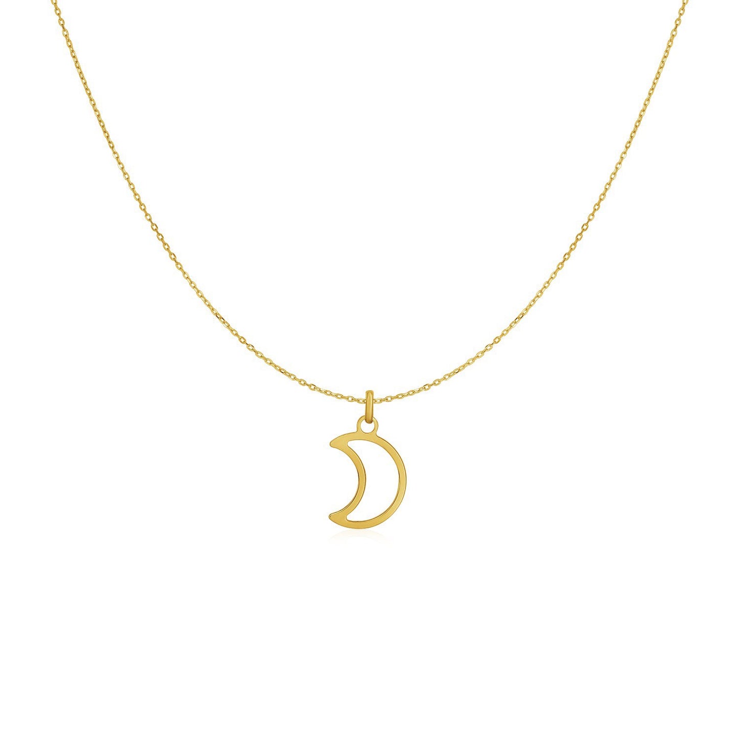 14k Yellow Gold Necklace with Moon