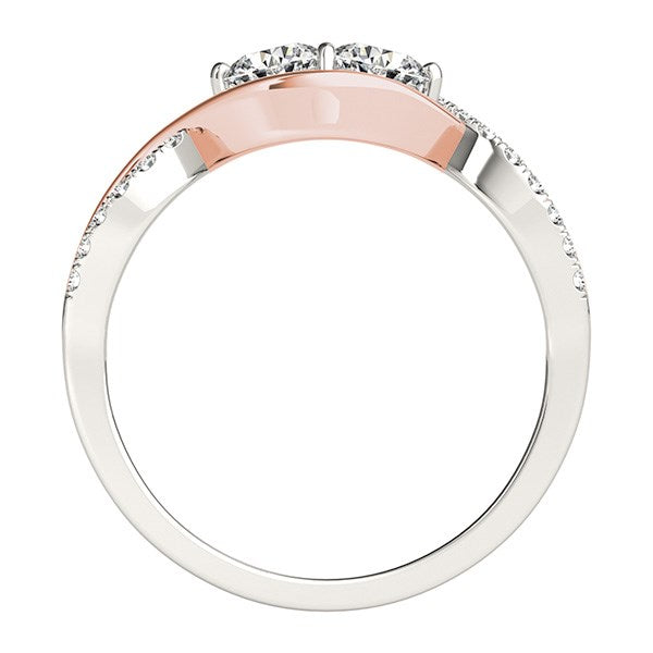 14k White & Rose Gold Infinity Style Two Stone Diamond Ring (5/8 cttw)