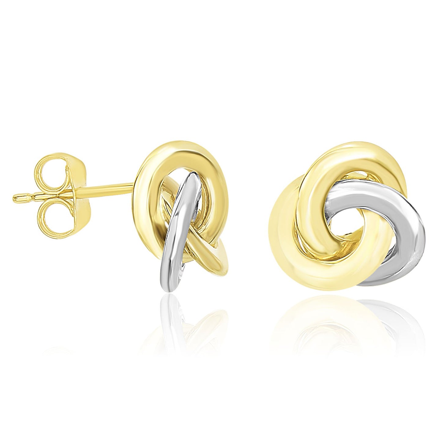 14k Two-Tone Gold Intertwined Open Circle Earrings