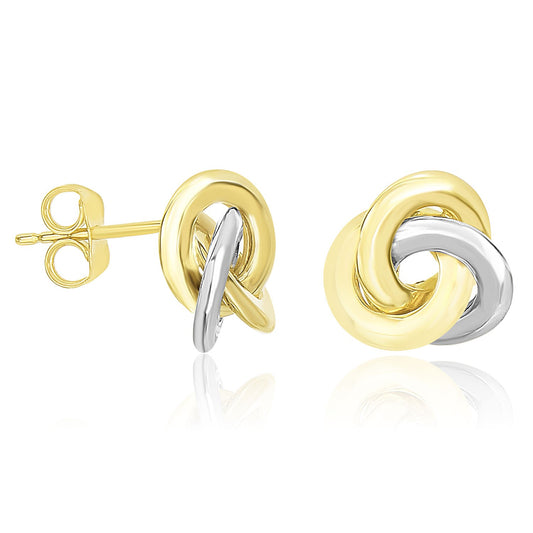 14k Two-Tone Gold Intertwined Open Circle Earrings