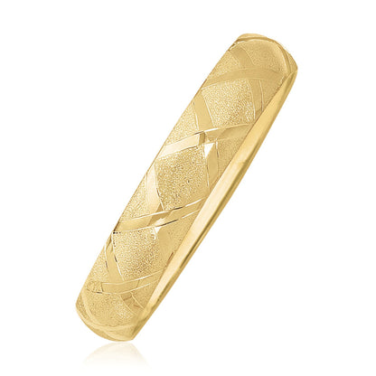 10k Yellow Gold Dual-Textured Diamond  Bangle