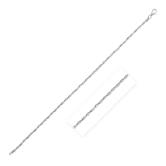 Sterling Silver Twisted Snake & Beaded Chain Anklet