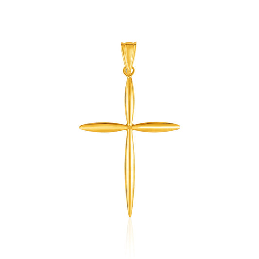 14k Yellow Gold Rounded & Pointed Cross Pendant
