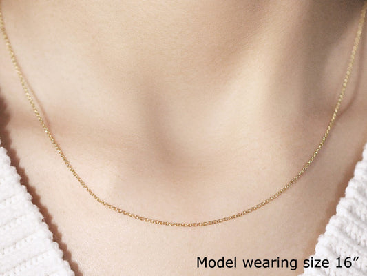 14k Yellow Gold Round Cable Link Chain (1.10mm)