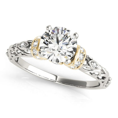 14k White & Yellow Gold Antique Style Diamond Engagement Ring (1 1/8 cttw)