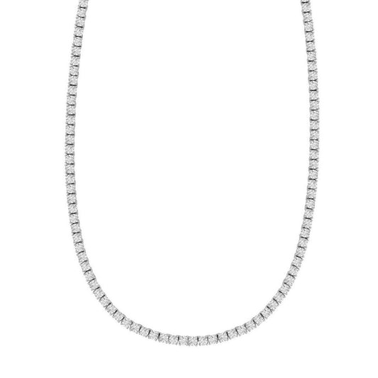 Sterling Silver Rhodium Plated CZ Tennis Necklace