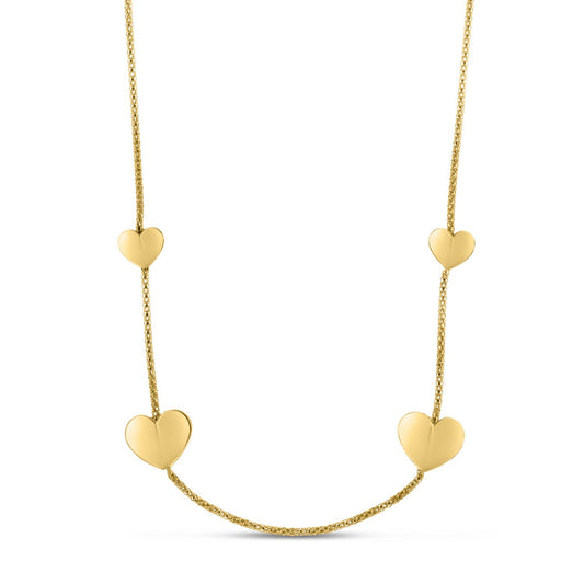 Sterling Silver Gold Plated Hearts Station Necklace