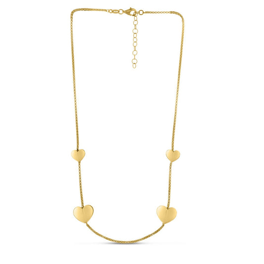 Sterling Silver Gold Plated Hearts Station Necklace