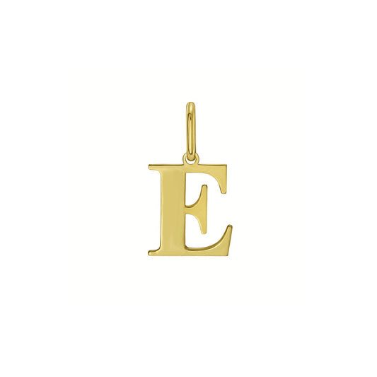 14K Yellow Gold Initial E Charm Pendant