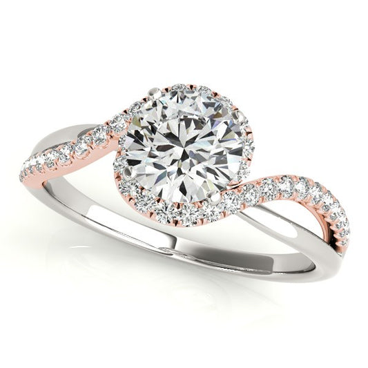 14k White & Rose Gold Bypass Band Diamond Engagement Ring (1 1/8 cttw)