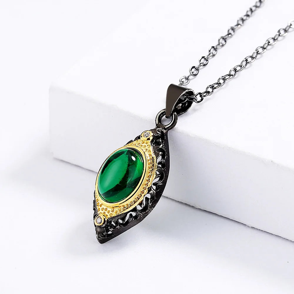 Emerald Agate Chain Black & Gold Style Chain