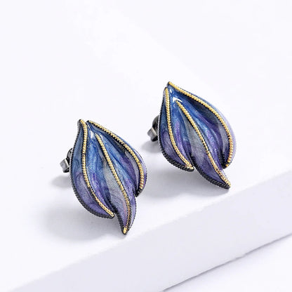 Black & Gold Style Earrings Blue Epoxy Earrings