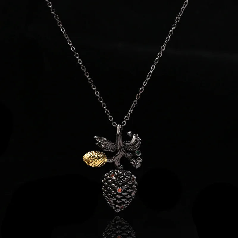 Pine-Cone Necklace Black & Gold Style Series Banquet Necklace