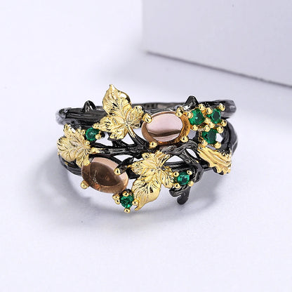 Ring Black & Gold Style Translucent Zircon Rings