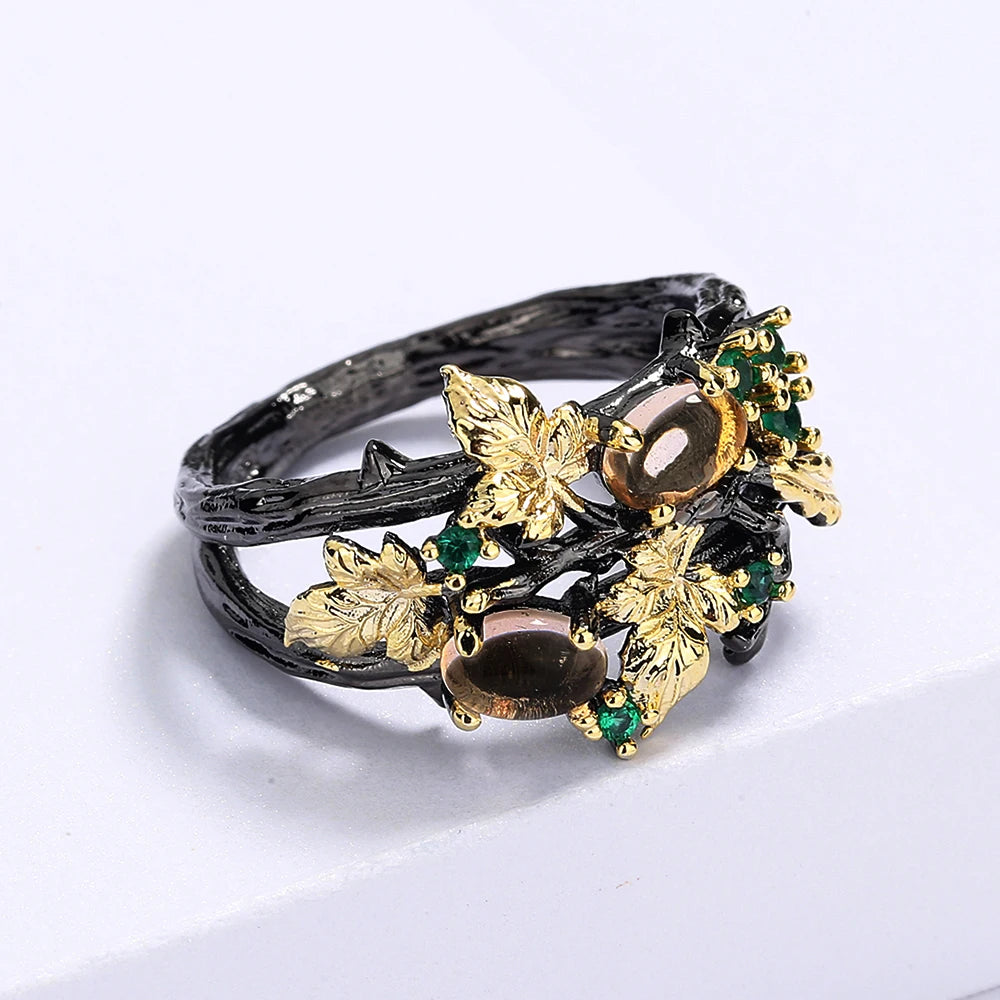 Ring Black & Gold Style Translucent Zircon Rings