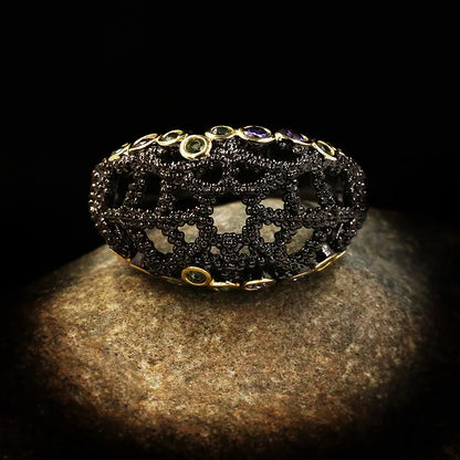 Ring Black Zircon Men Black & Gold Style