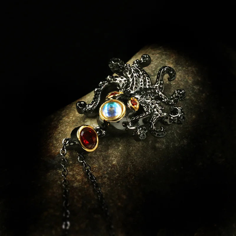 Black & Gold Style Octopus Zircon Necklace