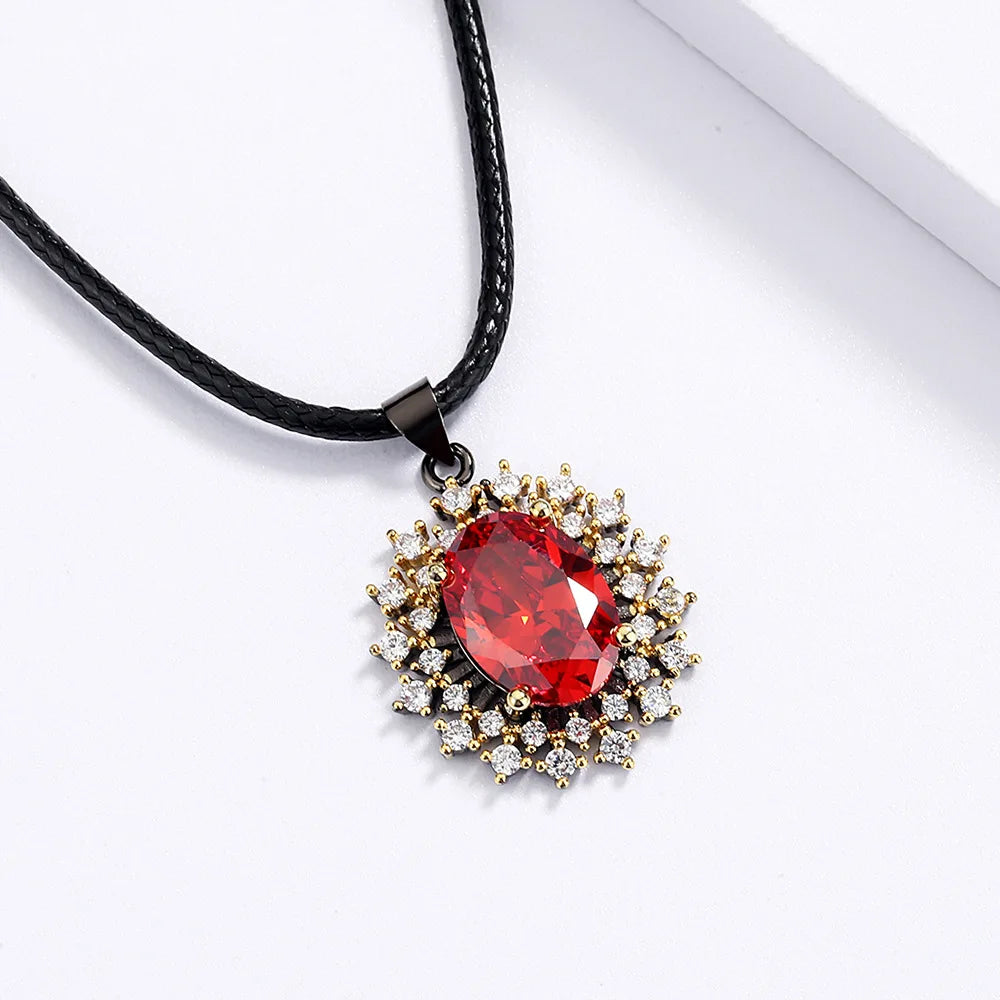 Sunflower Necklaces Red Zircon Gemstones