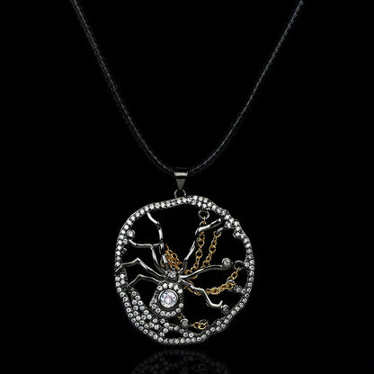 Europe & America Spider Zircon Pendant Two Spider Chain