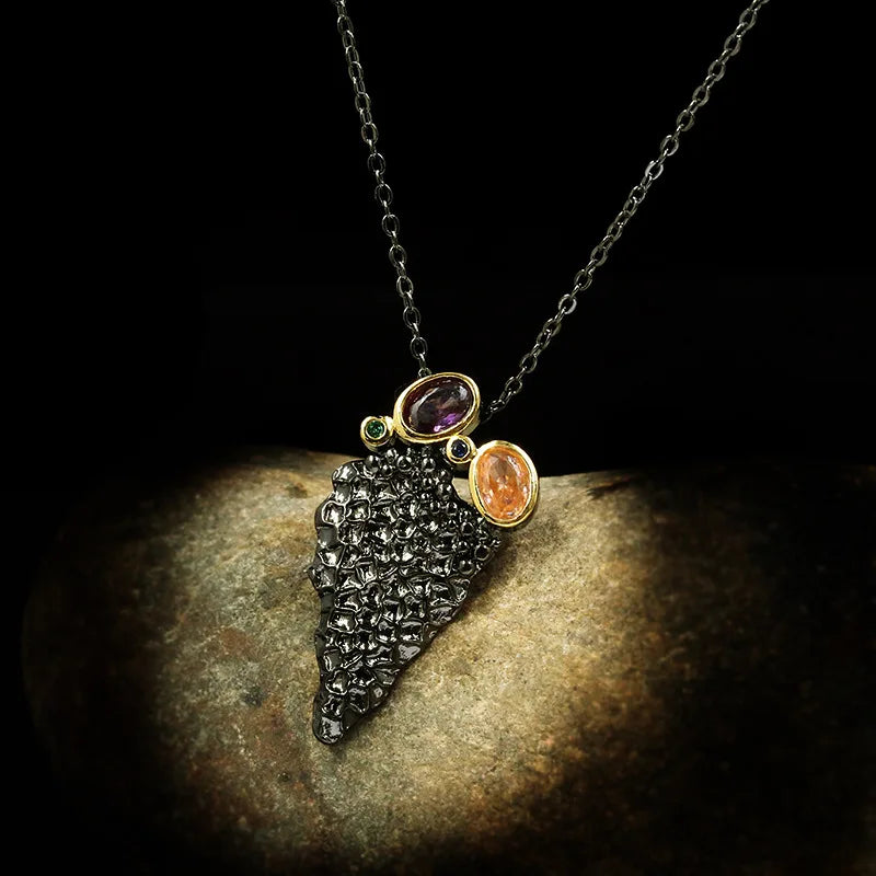 Triangle Zircon Necklaces Black & Gold Style Chain Necklace