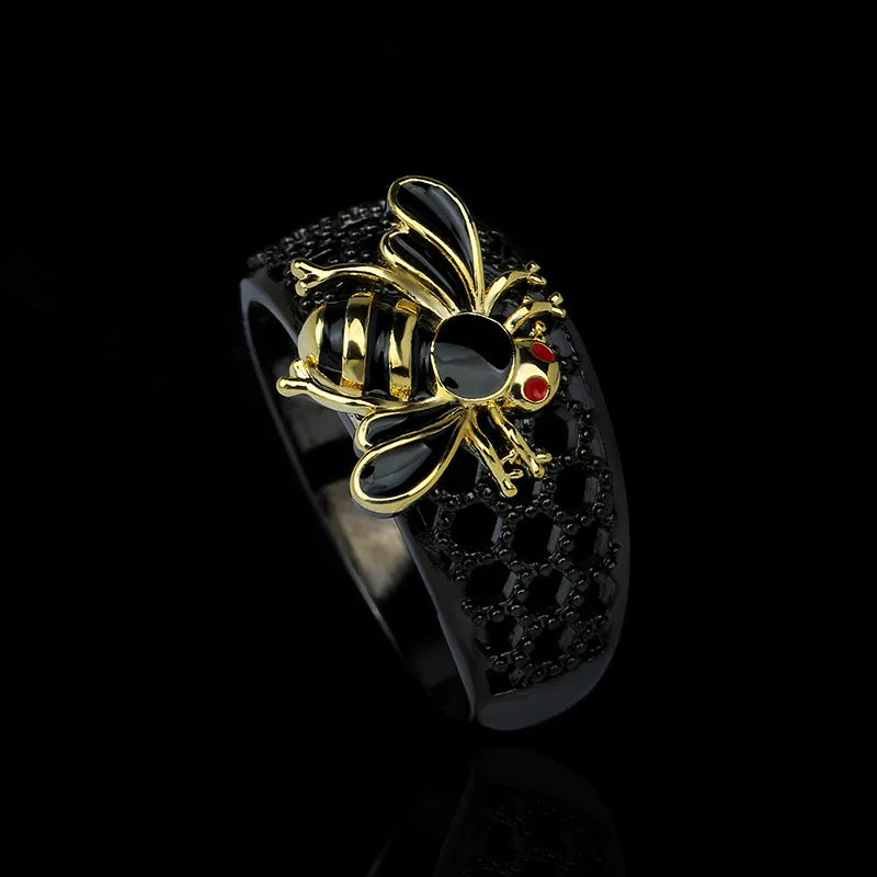 Little Bee Black & Gold Style Rings