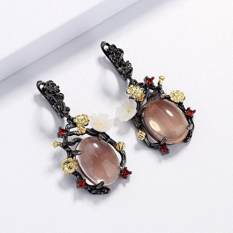 Temperament Palace Earrings Water Drop Exquisite Transparent Zircon Flower Earrings