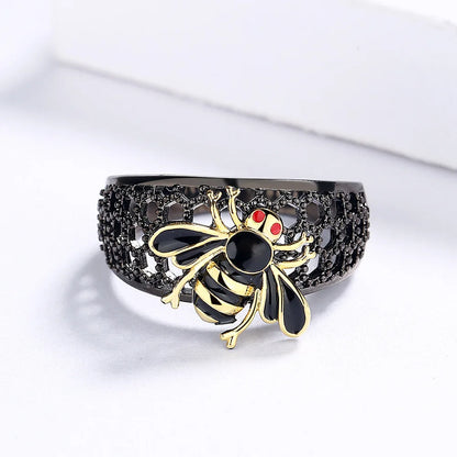 Little Bee Black & Gold Style Rings