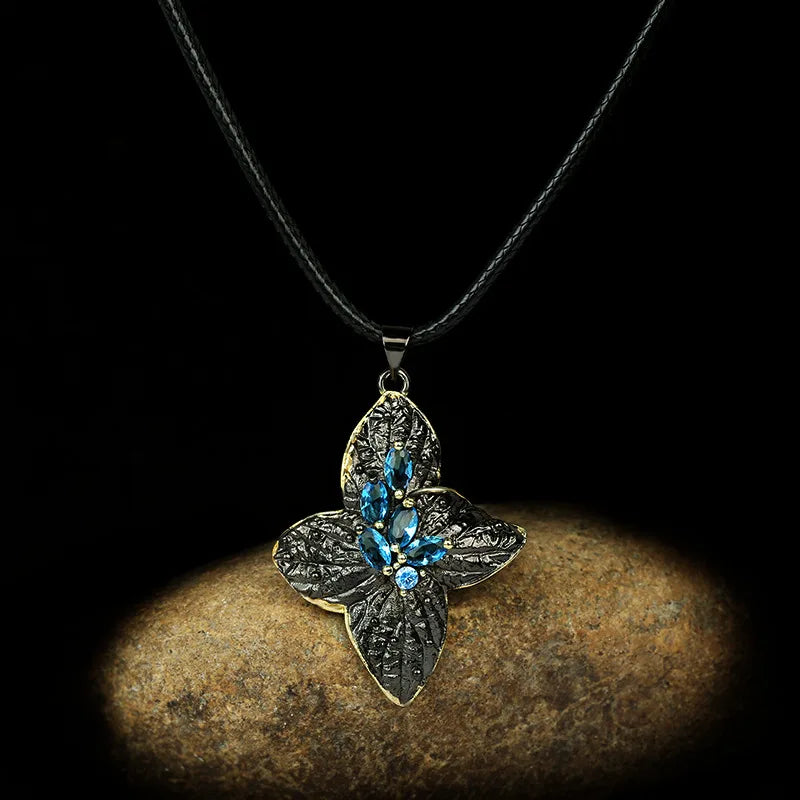 Starfish Necklaces Blue Zircon Chain