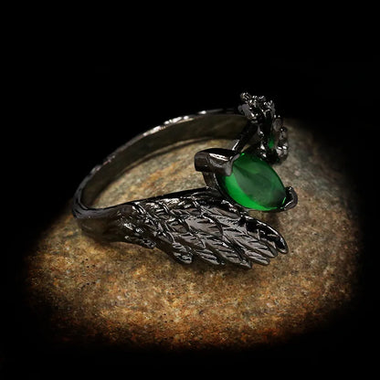 Vintage Wings Green Gemstone Rings