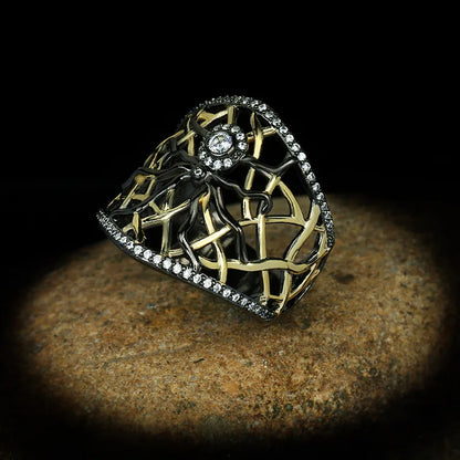 Gothic Spider Black & Gold Style Ring