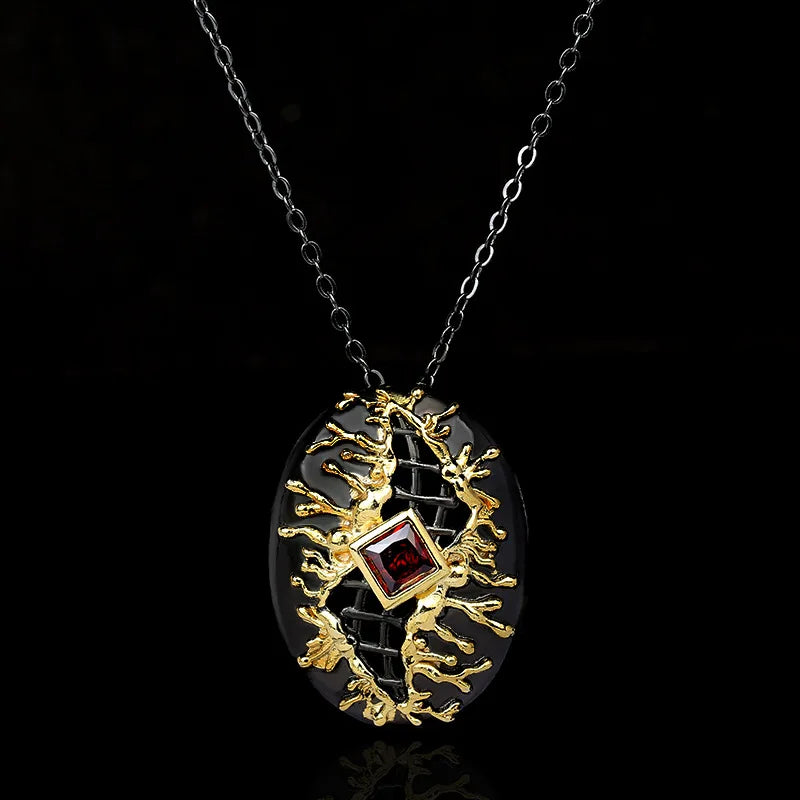 Leaf Necklaces Red Zircon Necklace Chain