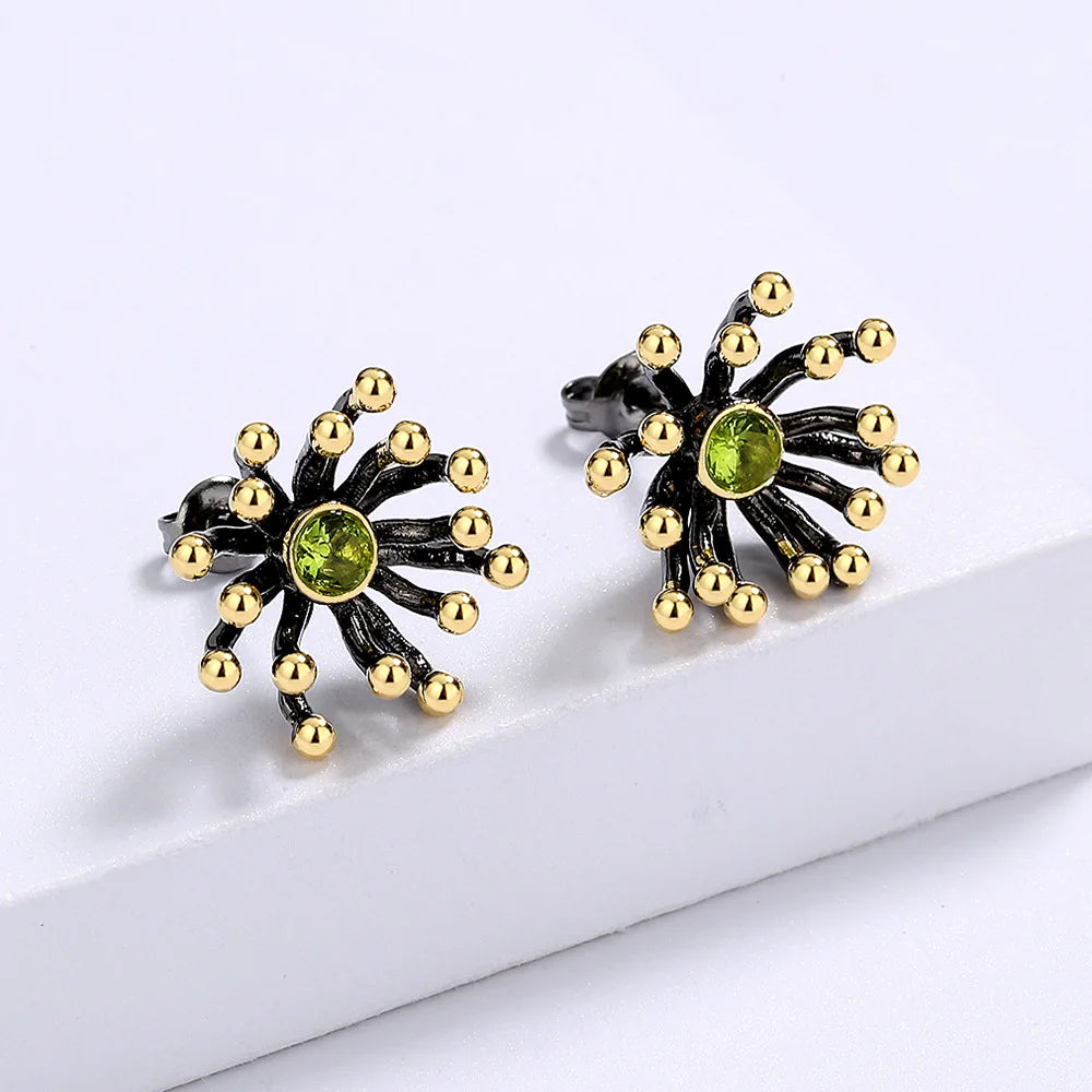 Black & Gold Style Earrings Petal Wild Earrings Gold Flower Heart Earrings