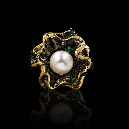 Natural Baroque Pearl Flower Rings