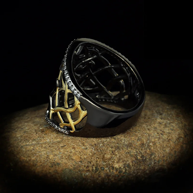 Gothic Spider Black & Gold Style Ring