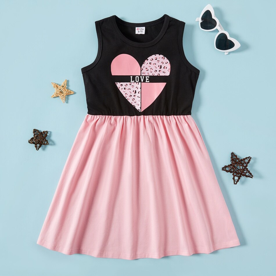 3-Pack Sleeveless Pink Leopard "Love" Dresses